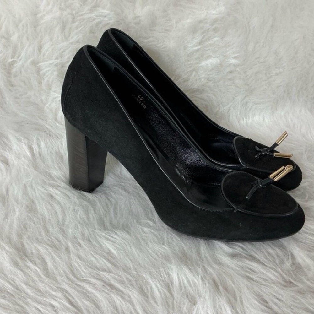 Tod's Black Suede Gold Tassel Heel Pumps Tod's Size 40 US 10